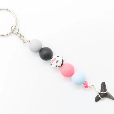 Pink/Black Shark Tooth Keychain