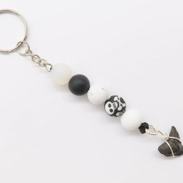 Skull and Crossbones Shark Tooth Keychain