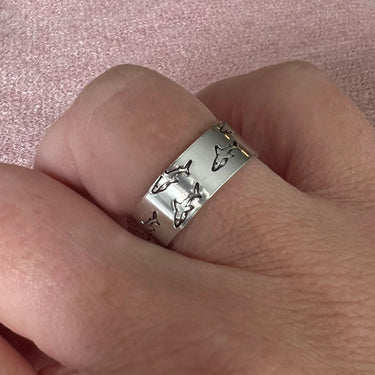 Adjustable Shark Engraved Ring