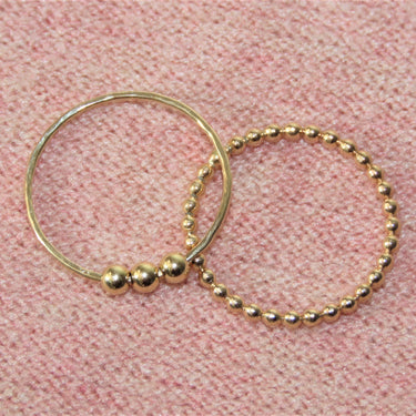 14K Gold Filled Anxiety/Fidget Ring and Beaded Band Duo,