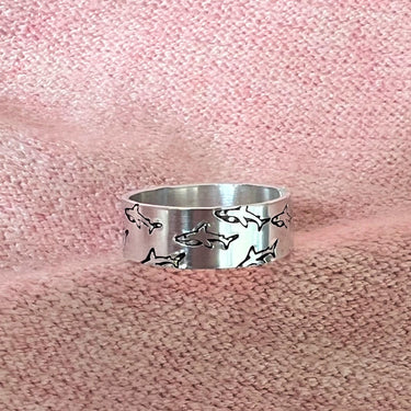 Adjustable Shark Engraved Ring