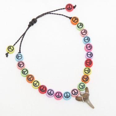 Peace Sign Shark Tooth Bracelet