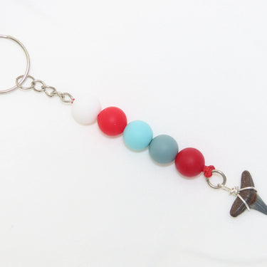 Red/Blue Shark Tooth Keychain