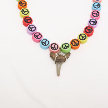 Peace Sign Shark Tooth Bracelet