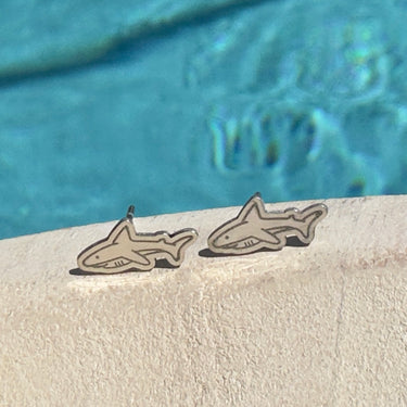 Sterling Silver Shark Stud Earrings