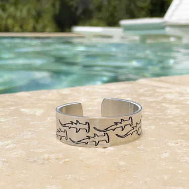 Adjustable Hammerhead Shark Engraved Ring