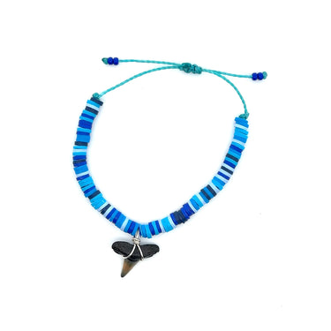 Blue Vinyl Disk Shark Tooth Bracelet