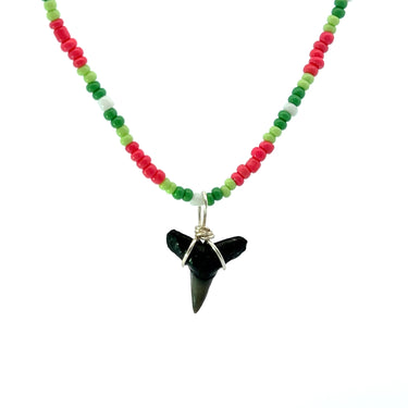 Watermelon Beaded Shark Tooth Necklace