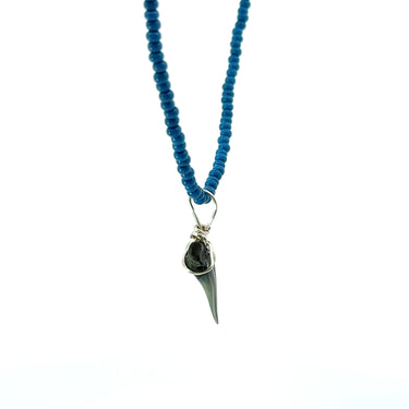 Navy Beaded Shark Tooth Necklace