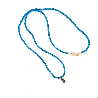 Dainty Blue Sapphire Crystal Beaded Necklace