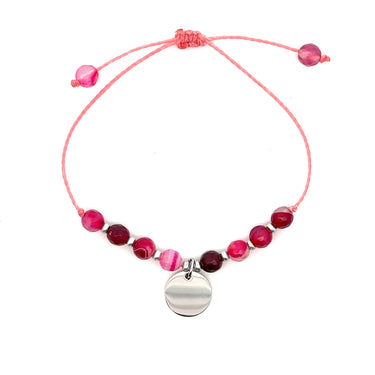 Personalized Fuchsia Hot Pink Agate Bracelet/Anklet