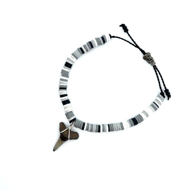 Black and White Vinyl Disk Shark Tooth Bracelet