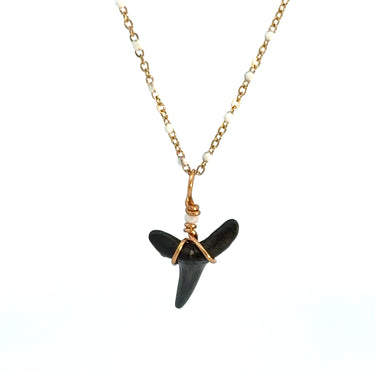 White Enamel Satellite Shark Tooth Necklace