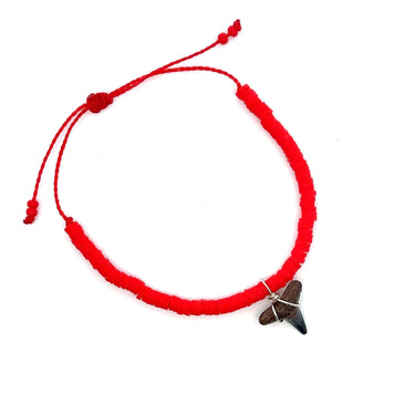 Red Vinyl Disk Shark Tooth Bracelet