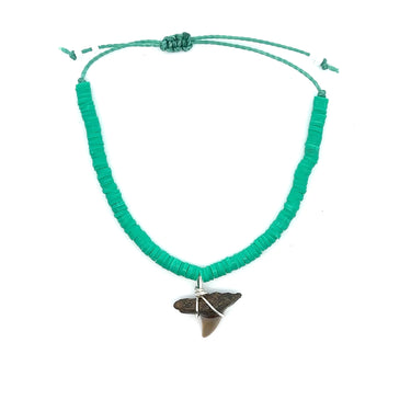 Green Vinyl Disk Shark Tooth Bracelet