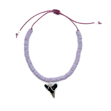 Lavender Vinyl Disk Shark Tooth Bracelet