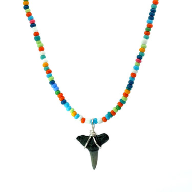 Multi Color Beaded Shark Tooth Necklace