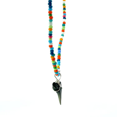 Multi Color Beaded Shark Tooth Necklace