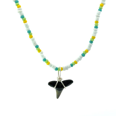 Multi Light Colored Beaded Shark Tooth Necklace