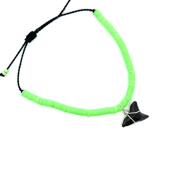 Lime Green Vinyl Disk Shark Tooth Bracelet