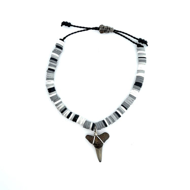 Black and White Vinyl Disk Shark Tooth Bracelet