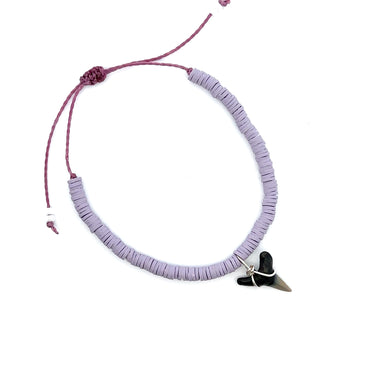 Lavender Vinyl Disk Shark Tooth Bracelet