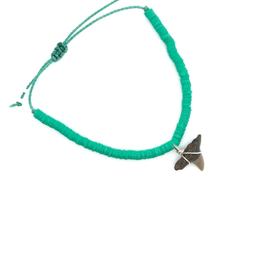 Green Vinyl Disk Shark Tooth Bracelet