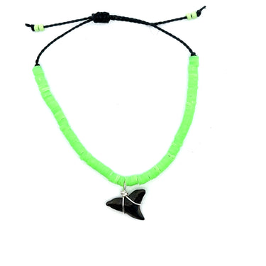 Lime Green Vinyl Disk Shark Tooth Bracelet