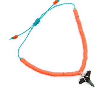 Coral/Orange Vinyl Disk Shark Tooth Bracelet